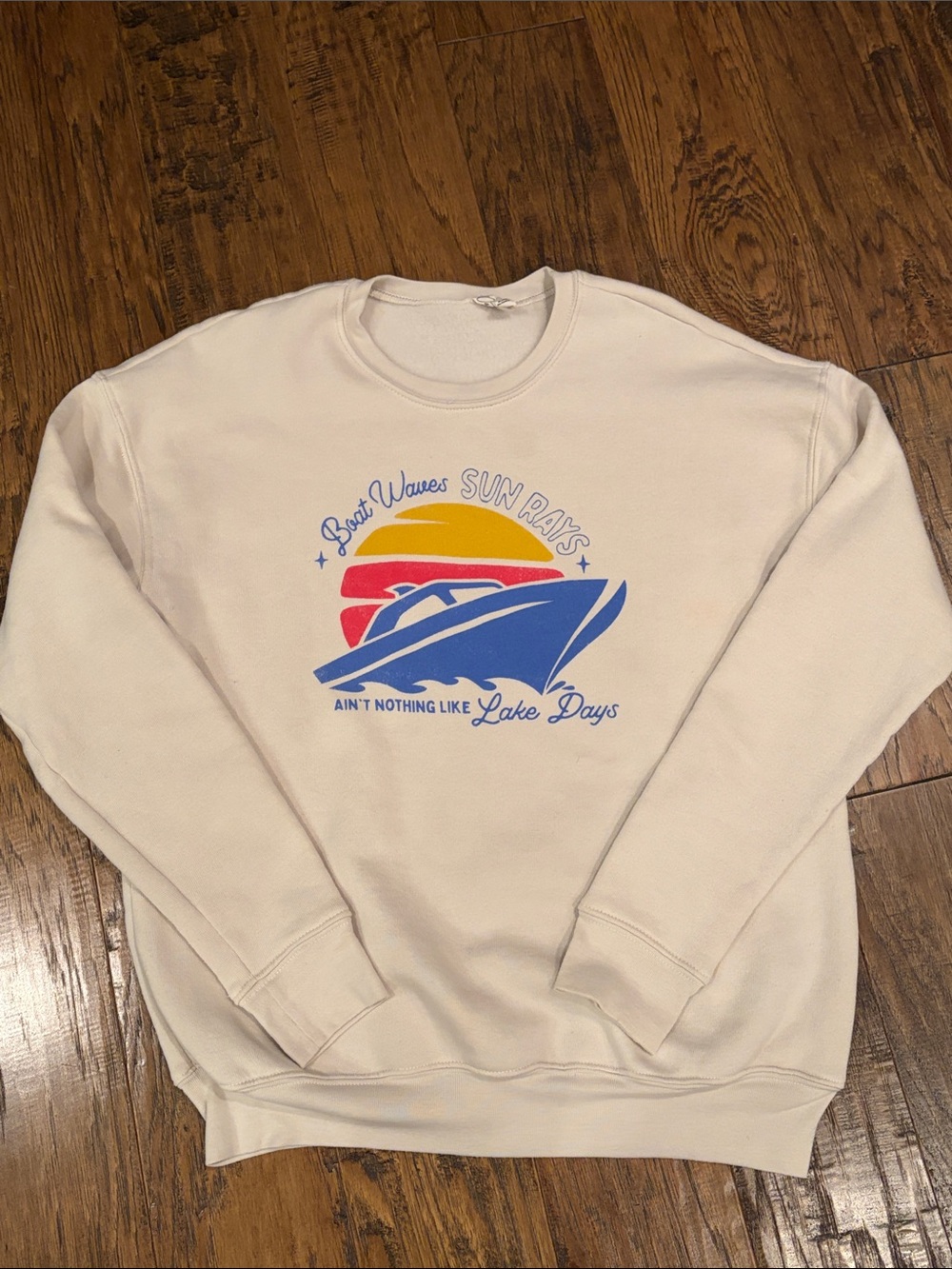 Cream Graphic Crewneck Sweatshirt - Lake Days